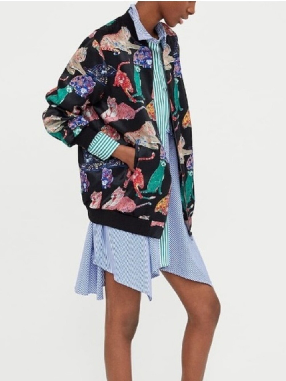 Zara Tiger Printed Bomber Jacket Small